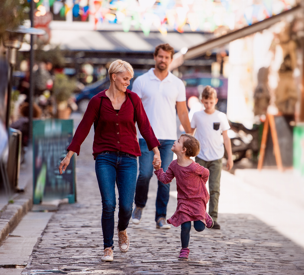 An Image of a Family Walking